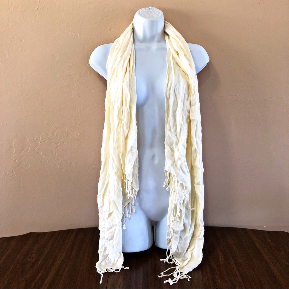 Cream Scarf with Tassels